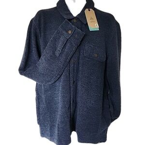 prAna IncrediWool Overshirt Shacket Stormy Night Heather Men's‎ XXL Slim Fit
